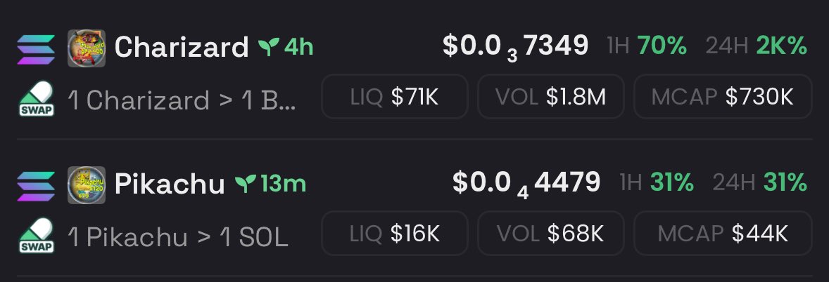 xplane_i's tweet photo. The only two plays that make sense in this market right now. Repricing coming soon for $Pikachu https://t.co/gK9SGy9L2q