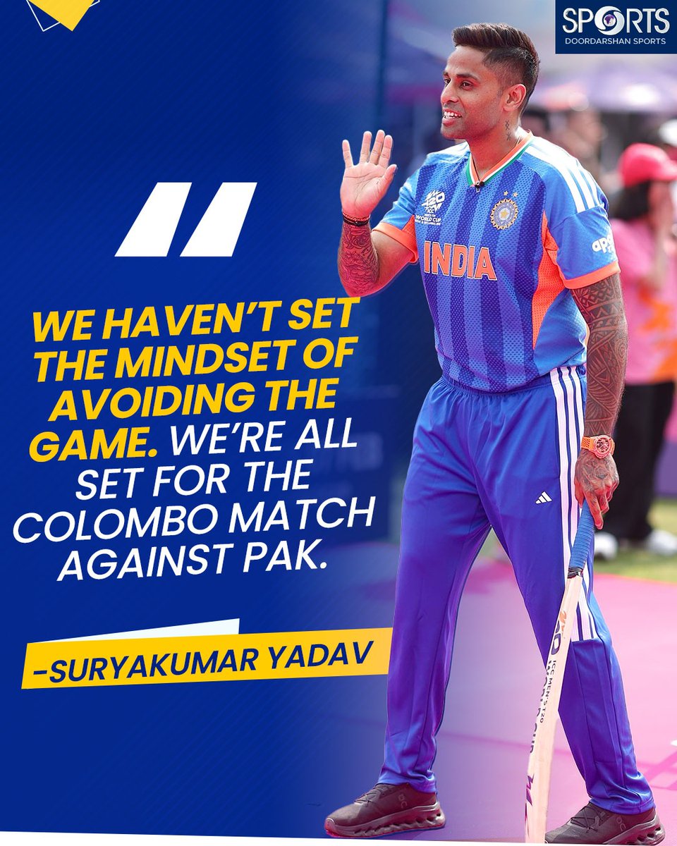 ddsportschannel's tweet photo. Clear stance. Clear focus 👀
#MenInBlue skipper Suryakumar Yadav clarifies that #TeamIndia is fully prepared for the Colombo match against Pak as per the schedule.
Focus remains on cricket!
#SuryakumarYadav #TeamIndia #CricketUpdate #Colombo #INDvPAK #MatchFocus #GameOn
@BCCI @surya_14kumar