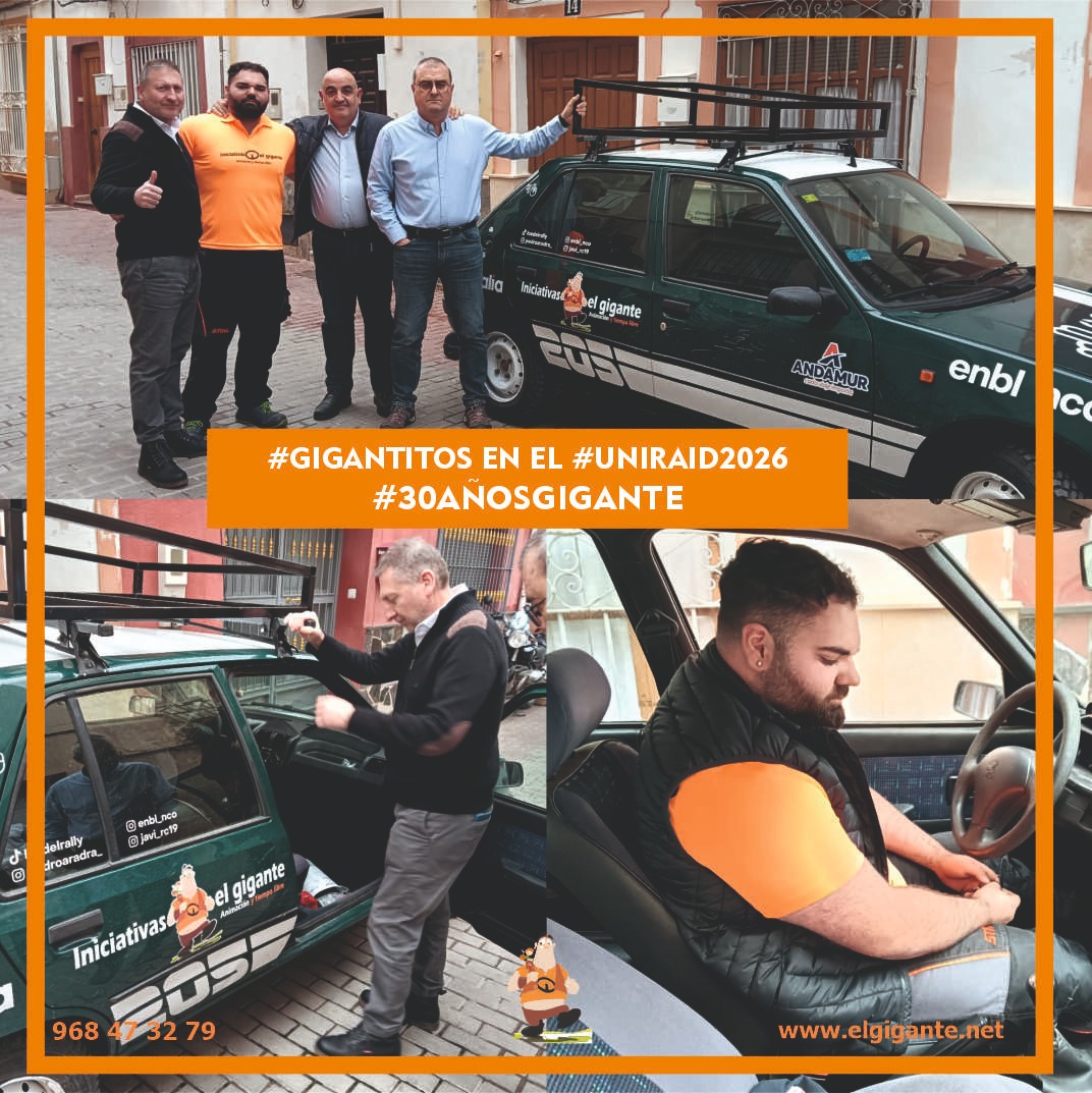 Inauguramos el finde con nuestro #gigantito Pedro (con  Javier) que van camino al Rally Solidario #uniraid en #marruecos 
2400 kms 7 días y 40 Kgs de material solidario.
Aquí con su <a href="/PeugeotES/">Peugeot España</a> 205, único equipo de la #regiondemurcia 
#jovenes comprometidos
#30añosgigante #lorca
