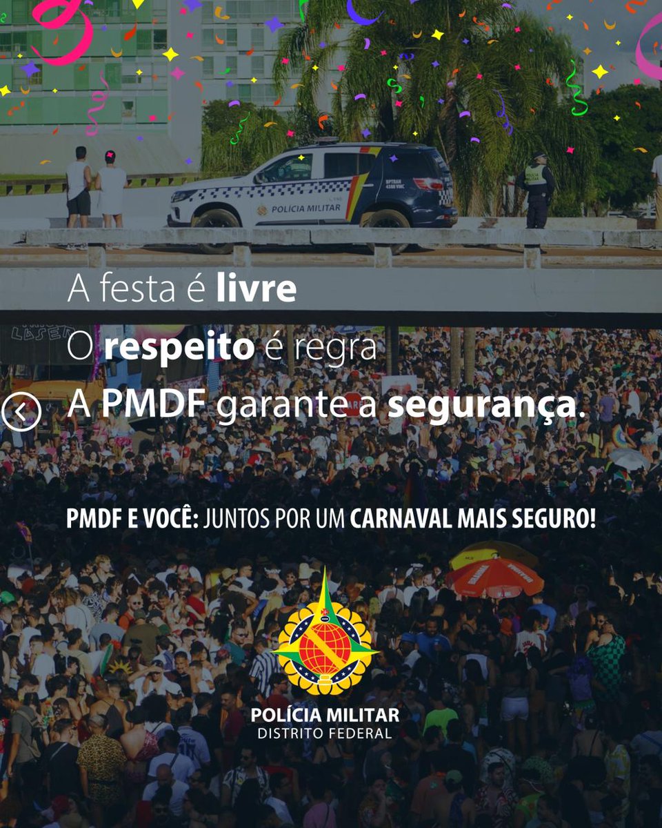 pmdfoficial's tweet image. O #Carnaval é diversidade, cultura e respeito.
Respeitar é não constranger, não discriminar e preservar o espaço do outro.
A PMDF está nas ruas para orientar, prevenir e garantir a segurança de todos.
#PMDF e você: juntos por um Carnaval mais seguro! 🎭🚔