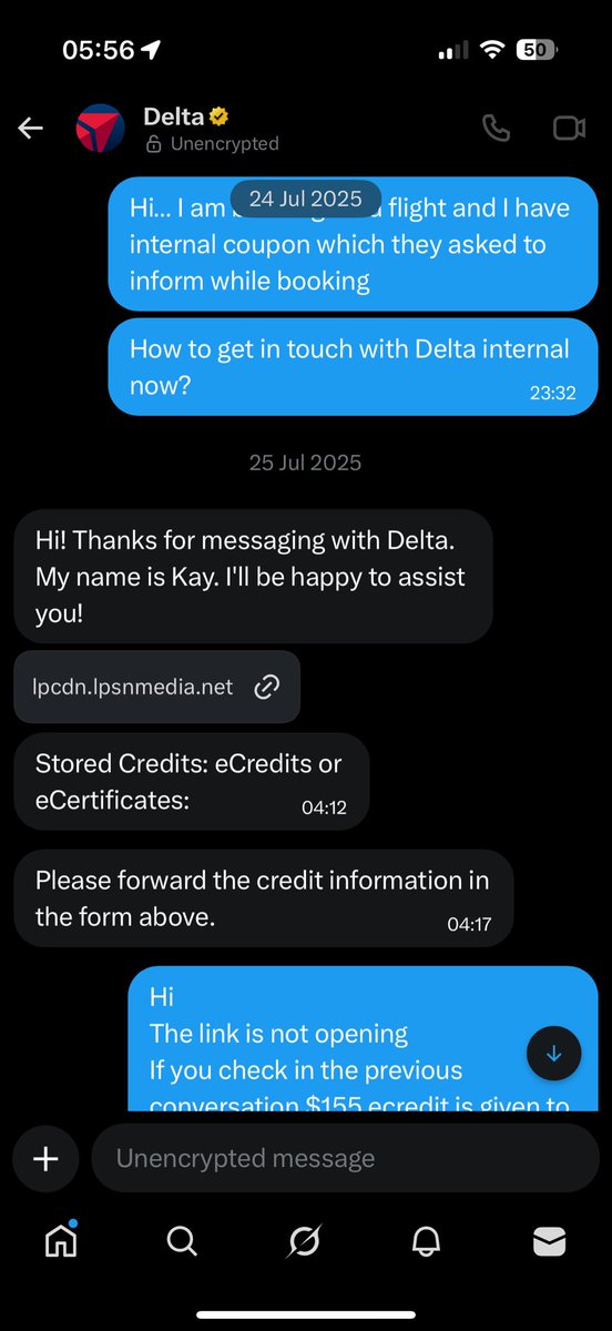 sahanamohan170's tweet photo. I’m trying to get in touch to use my ecredits since July but unable to use them. @Delta @DeltaNewsHub kindly respond. I have tried every possible means to communicate but unable to reach https://t.co/riWuo0tGIX