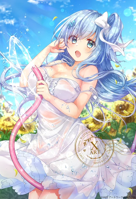 ━━━━━━━━━━━━━━━━━━━━ EmoriMiku Archive No.26 ━━━━━━━━━━━━━━━━━━━━ 透き通るような青空と一面に広がるひまわり畑水飛沫のひとつひとつが少女の美しさと夏のきらめきを引き立てます。 胡麻乃りお先生 / 春夏コレクション2018 #絵守未來10周年