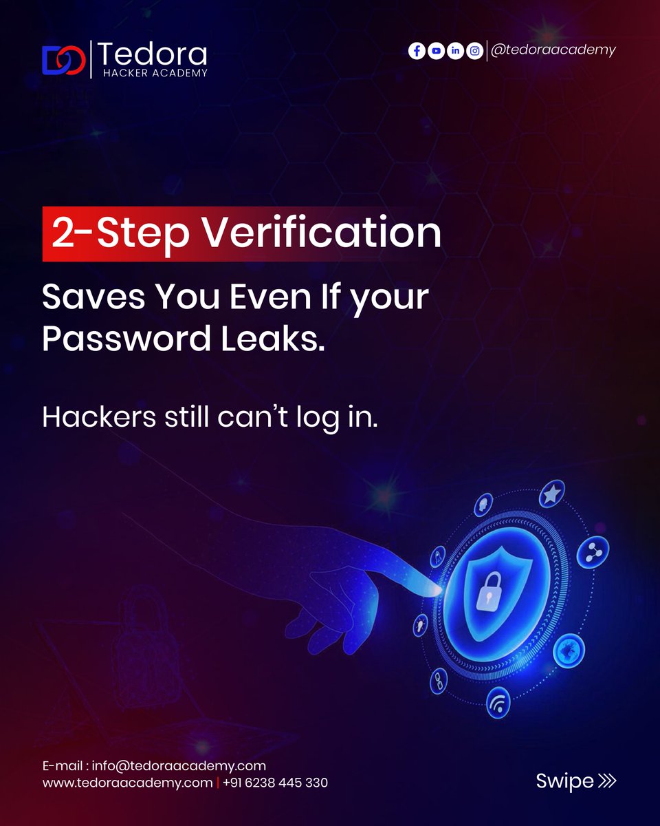 tedora_academy's tweet photo. It doesn’t take a genius to hack an account.
It takes one mistake.

Weak password.
Public Wi-Fi.
Fake login page.

And boom — access granted.

Cybersecurity isn’t optional anymore.
It’s survival.

Learn how to protect yourself with
Tedora Hacker Academy https://t.co/jWFQ1WPq3j
