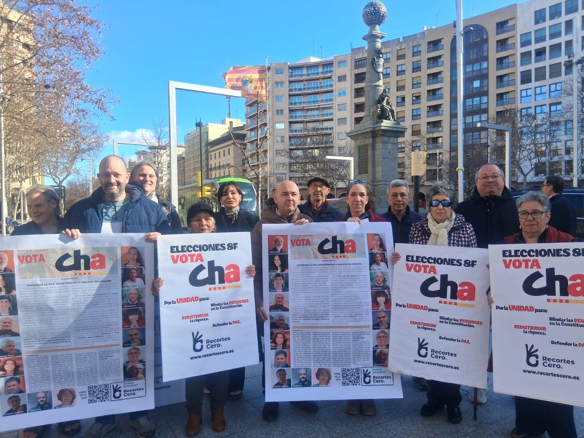 Hoy <a href="/RecortesCero/">Recortes Cero 👌🏽</a> publicamos en El Periódico de #Aragón un Manifiesto firmado por profesionales de la cultura apoyando a la <a href="/chunta/">Chunta Aragonesista</a> 
Es el momento de la #Unidad para defender la Paz, los Derechos sociales, las Libertades y la Redistribución de la Riqueza.
Este #8FEB vota CHA 👌