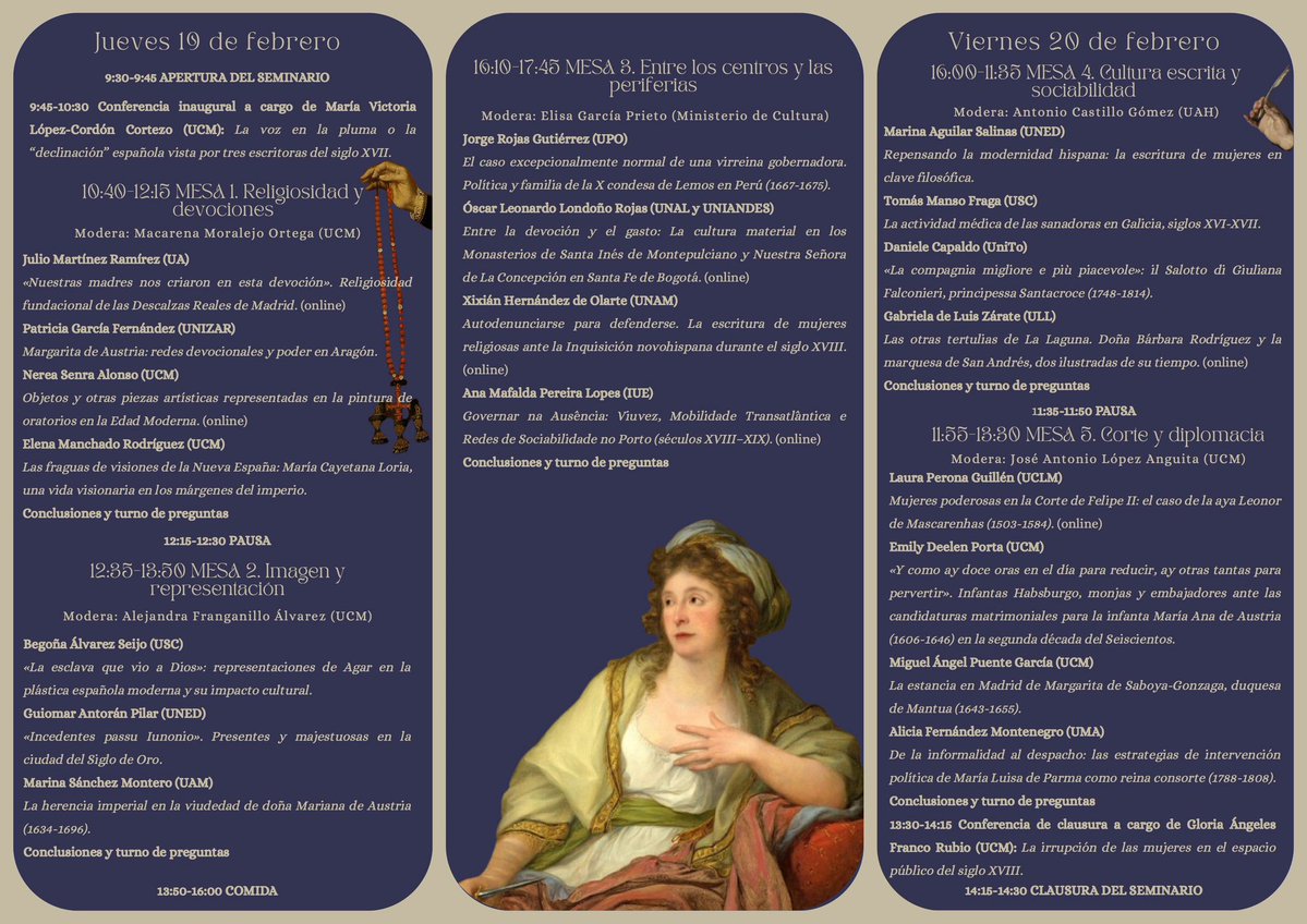 PICUVIMU's tweet image. En colaboración con @ibercosmopolis, tenemos el placer de presentar el programa del I Seminario Internacional de Jóvenes Investigadores "Entre Érato y Judit. Sociabilidad, cultura, imagen y poder femenino en la Edad Moderna", que tendrá lugar los días 19 y 20 de febrero en la UCM