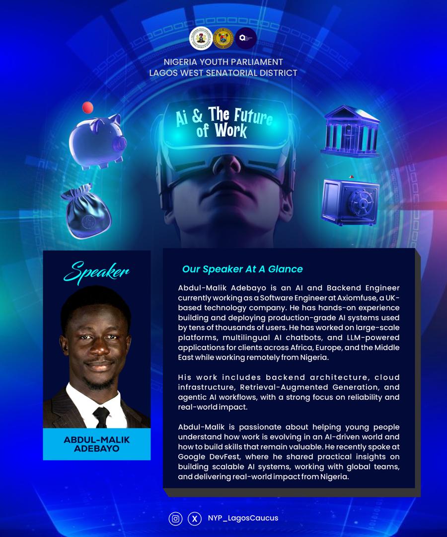 maaks_00's tweet photo. AI is no longer a future concern. It is already deciding who stays relevant and who falls behind.

Speaking with young professionals at the AI and the Future of Work session organized by the Nigeria Youth Parliament, Lagos West Senatorial District made one thing clear: the shift is already here.

AI does not replace people. It exposes who can adapt.
Professionals who understand how to redesign their work are accessing global opportunities, regardless of location, degree, or job title.

From building and deploying real-world AI systems, a few realities are clear:

Degrees and titles are losing their protective power
AI rewards those who rethink how they work, not those who resist change
Career security now comes from learning speed, not tenure

The session was held online, but the questions showed a real hunger for clarity, not hype.

If you wait to think about AI until it directly threatens your role, you are already late.