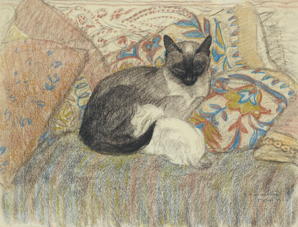 archaeologyart's tweet photo. Théophile Steinlen (1859 - 1923) - Siamese Cat and her Kitten. 1920. Charcoal and pastel on paper. https://t.co/1oVdywzoTY