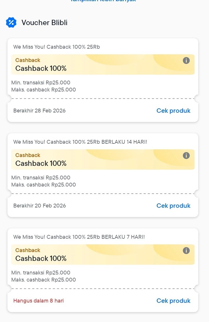 ceLMMR's tweet photo. yg punya apk blibl* coba cek guyss lumayan ada 3 voucher cashback 100%
https://t.co/UT3b4RPCLQ https://t.co/PZ7VsMB6zl