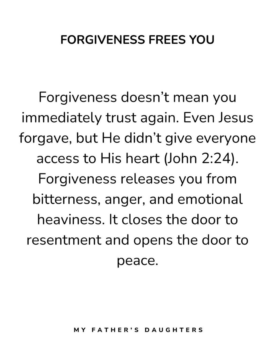 MFDaughters's tweet photo. Forgiveness doesn’t erase the hurt, it removes the weight. 💭 Colossians 3:13 reminds us we forgive not because it was easy, but because freedom is worth it.
Forgiveness is choosing freedom over resentment.

#Forgiveness #Healing #lettinggo #Scripture #Viral https://t.co/bO9CQTi3aK