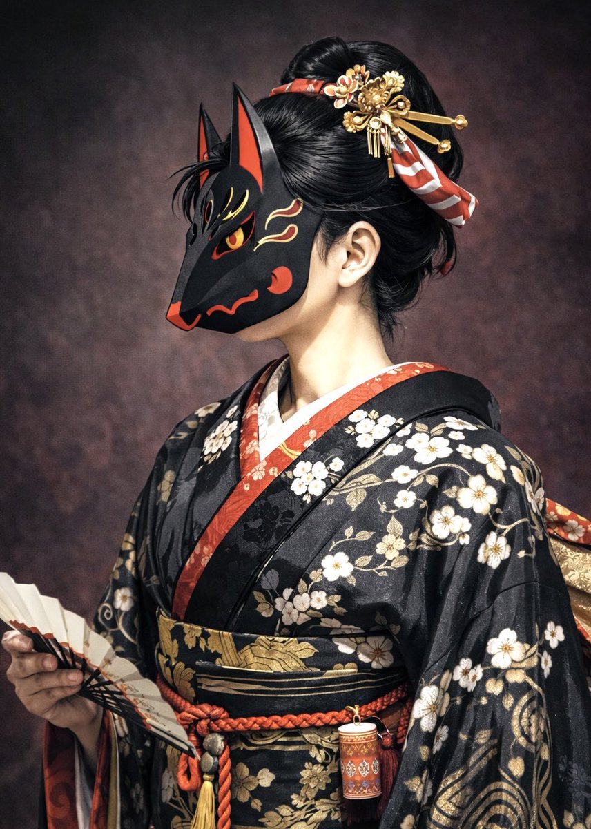 発売予定のペーパークラフトキット『きつね』を、ChatGPTで"粋な着物美人"ってプロンプトで描いててもらった。