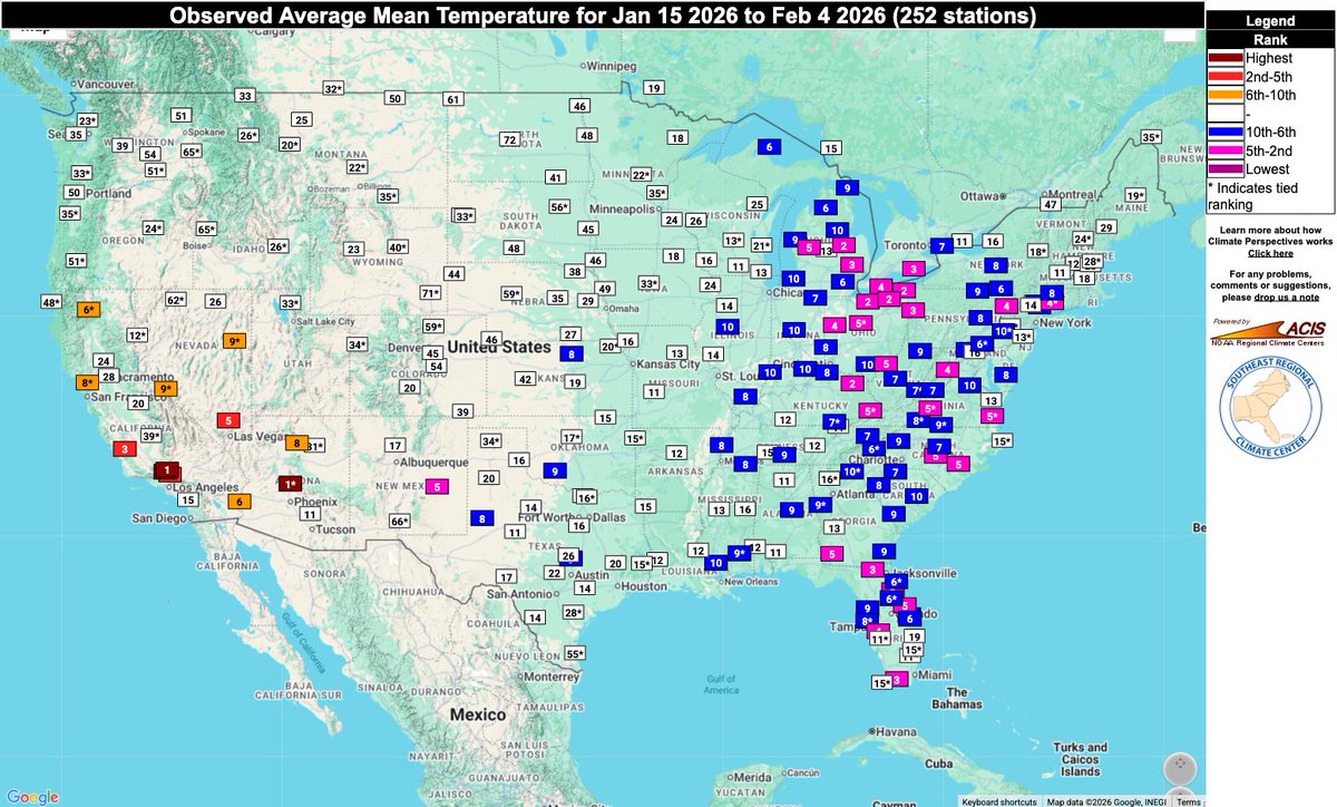Among top 10 coldest "Jan. 15 - Feb. 4" three-week periods on record for much of the East, per <a href="/SERCC/">SERCC</a>. 

Third coldest in 153 years in Detroit, coldest since 1963. 

Also third coldest in 149 years in Pittsburgh, their coldest since 1977.
