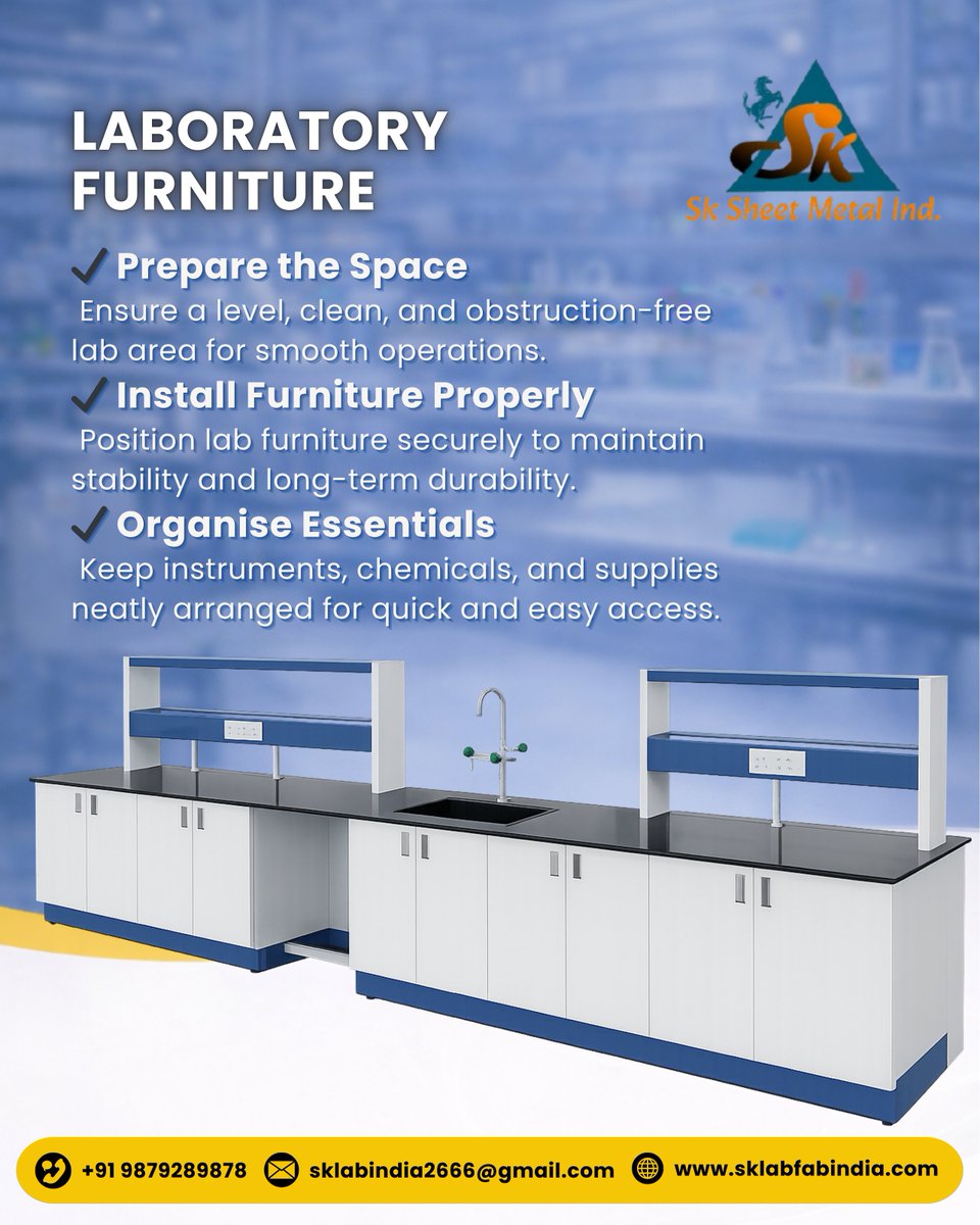 sklabindia2666's tweet photo. 🔬✨ At SK Sheet Metal Ind., we believe that well-designed laboratory furniture is the foundation of safe, efficient, and productive workspaces.

📞 +91 9879289878
📧 sklabindia2666@gmail.com
🌐 https://t.co/B43ZTVIxNh

#SKSheetMetalInd #LaboratoryFurniture #LabInfrastructure https://t.co/dzUImDrRH2