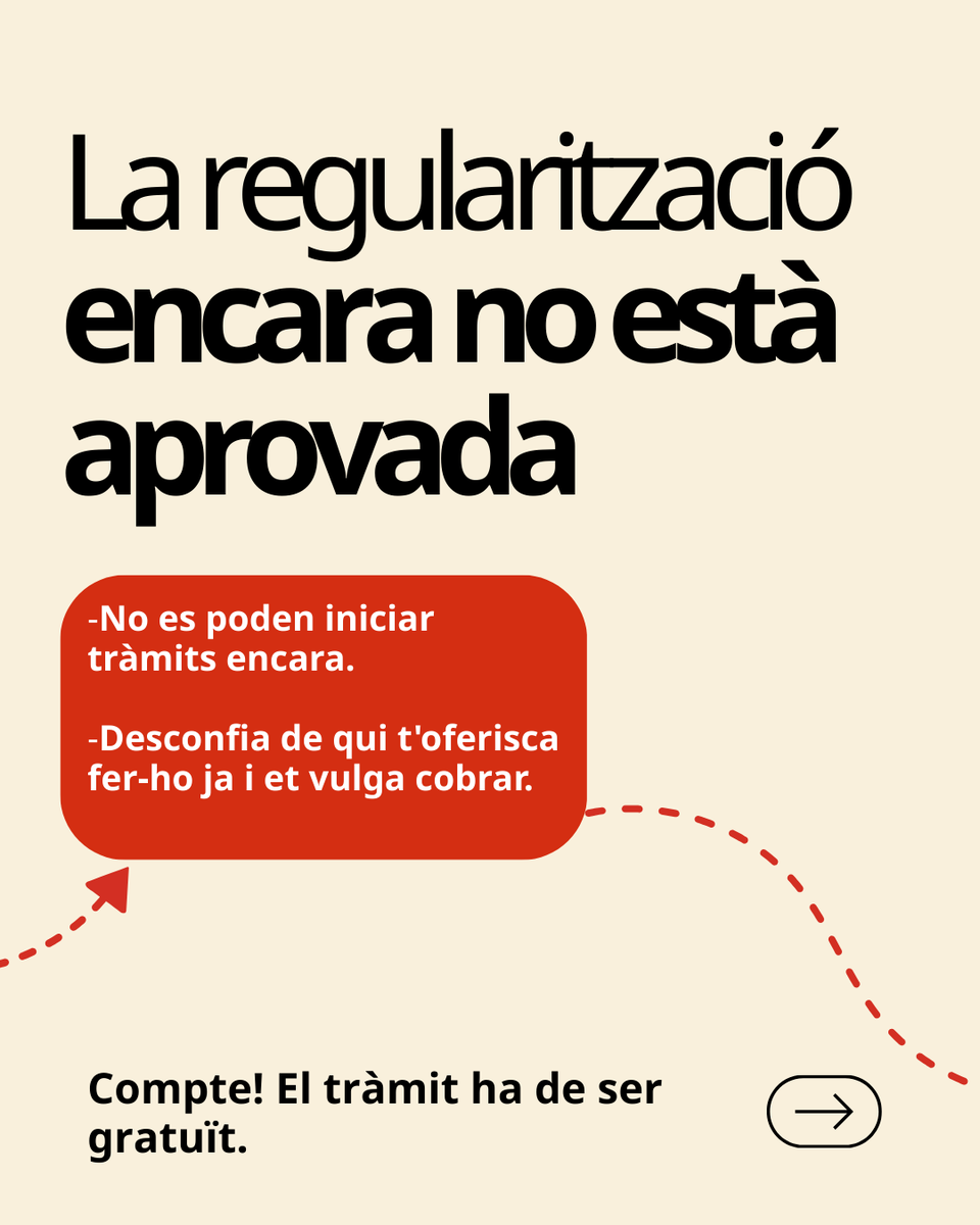 🔴Regularització extraordinària per a persones estrangeres‼️

Davant la desinformació i les pràctiques abusives, t'oferim informació veraç i actualitzada👇