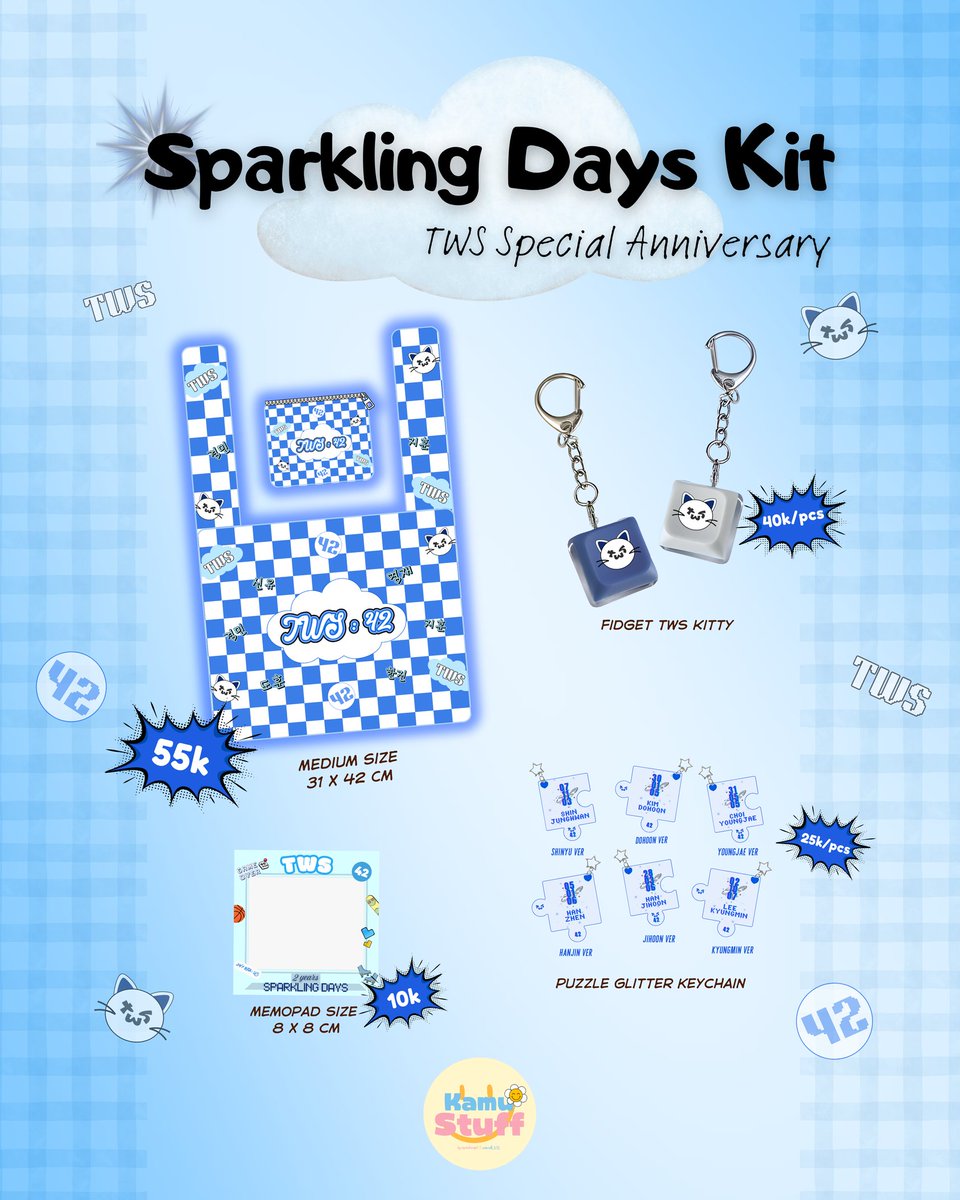 Hai Sai-deul....
Dalam rangka memperingati 2nd Anniversary TWS, kita bakalan open PO Sparkling Days Kit.

Pre Order sampai tgl 15 Feb
Yuk ikutan Sai...

bagi yang berminat bisa langung isi form dbi
forms.gle/LP6U3PQ8oCp6q6…

Thanks Sai ❤️

#TWS #tws_2nd_anniversary