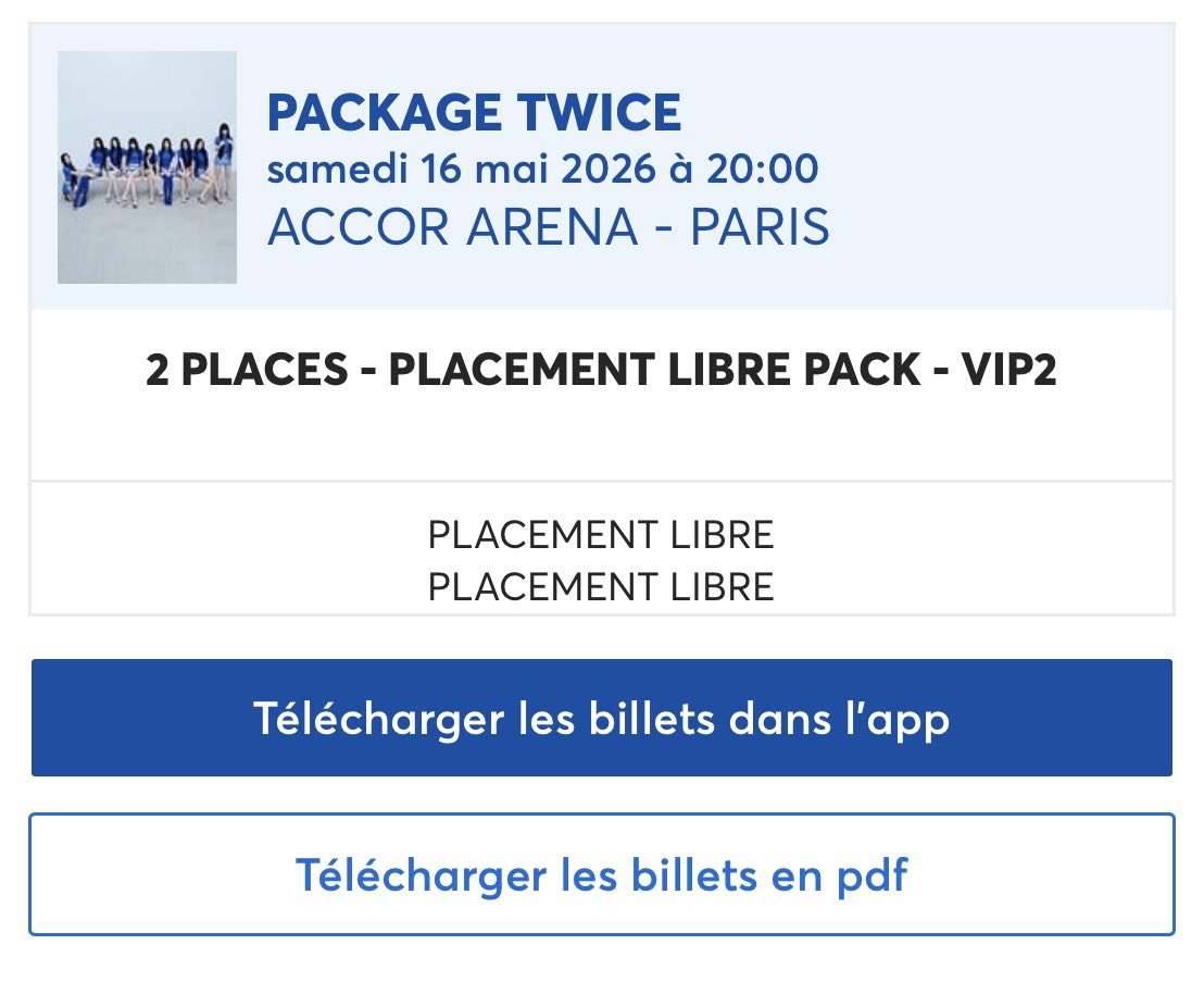 thunderous_muse's tweet photo. WTS (as a set only!)
1x Ticket pelouse debout BTS Paris 17/07/2026
2x VIP2 debout TWICE Paris 16/05/2026

166,50€ + 828€ = 994,50 € (normal price of the tickets)

#wts #bts #ARIRANG_Tour #twice #THISISFOR https://t.co/ctSLViQqS2