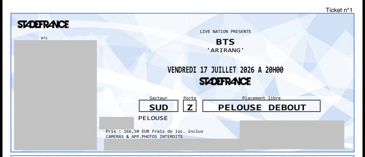 thunderous_muse's tweet photo. WTS (as a set only!)
1x Ticket pelouse debout BTS Paris 17/07/2026
2x VIP2 debout TWICE Paris 16/05/2026

166,50€ + 828€ = 994,50 € (normal price of the tickets)

#wts #bts #ARIRANG_Tour #twice #THISISFOR https://t.co/ctSLViQqS2
