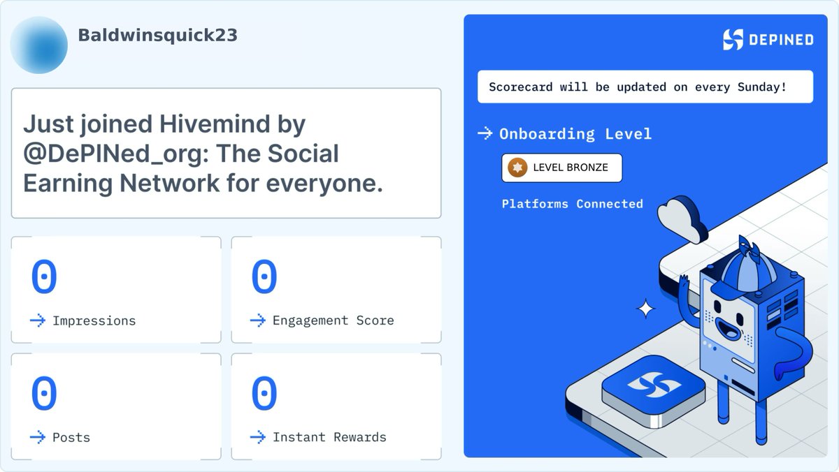 Mangkwan_11's tweet image. Weekly Hivemind Scorecard 📊
Progress tracked. Engagement validated. Rewards active.

Check it out and start earning:
👉 hivemind.depined.org #WebEcosystem #DigitalExceptional #InternetCustomizing