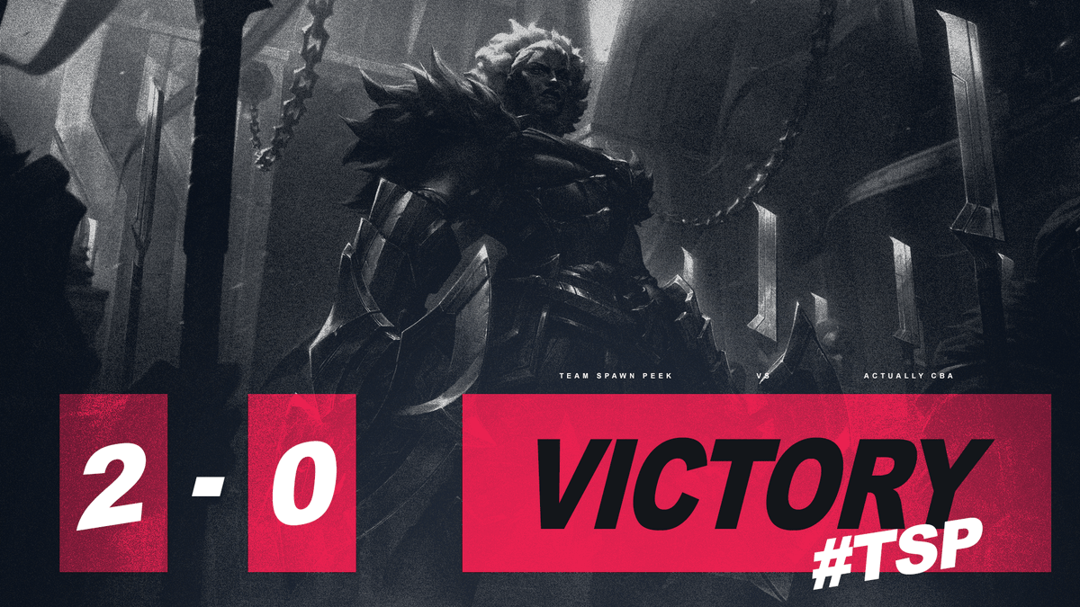 team_spawnpeek's tweet photo. 2:0 WIN vs ACTUALLY CBA β
β
Clean series, solid calls, and we keep building.
GGWP to ACTUALLY CBA π€#TSP #TeamSpawnPeek #UKEL #LeagueOfLegends #Matchday #GGWP https://t.co/bqOnljxarA