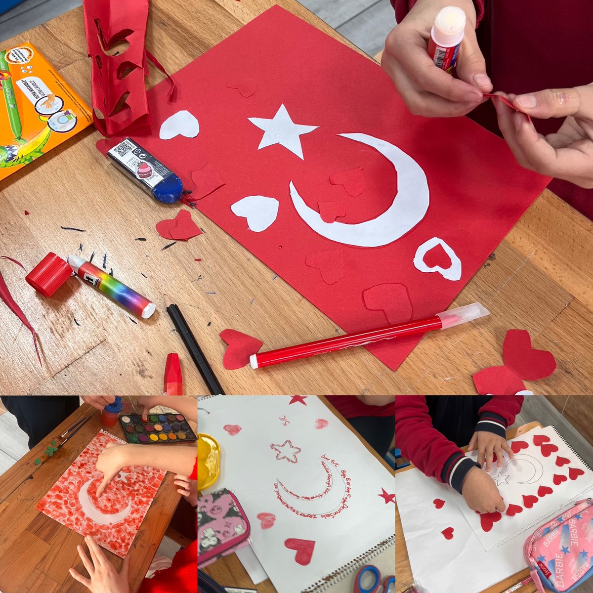 Okulumuzda bu hafta bayrak sevgisini , birlik ve ortak aidiyet bilincini, milli ve manevi değerlerimizi pekiştirmeye yönelik etkinlikleri Görsel Sanatlar Öğretmenimiz Kübranur Turnalı rehberliğinde öğrencilerimizle birlikte gerçekleştirdik.