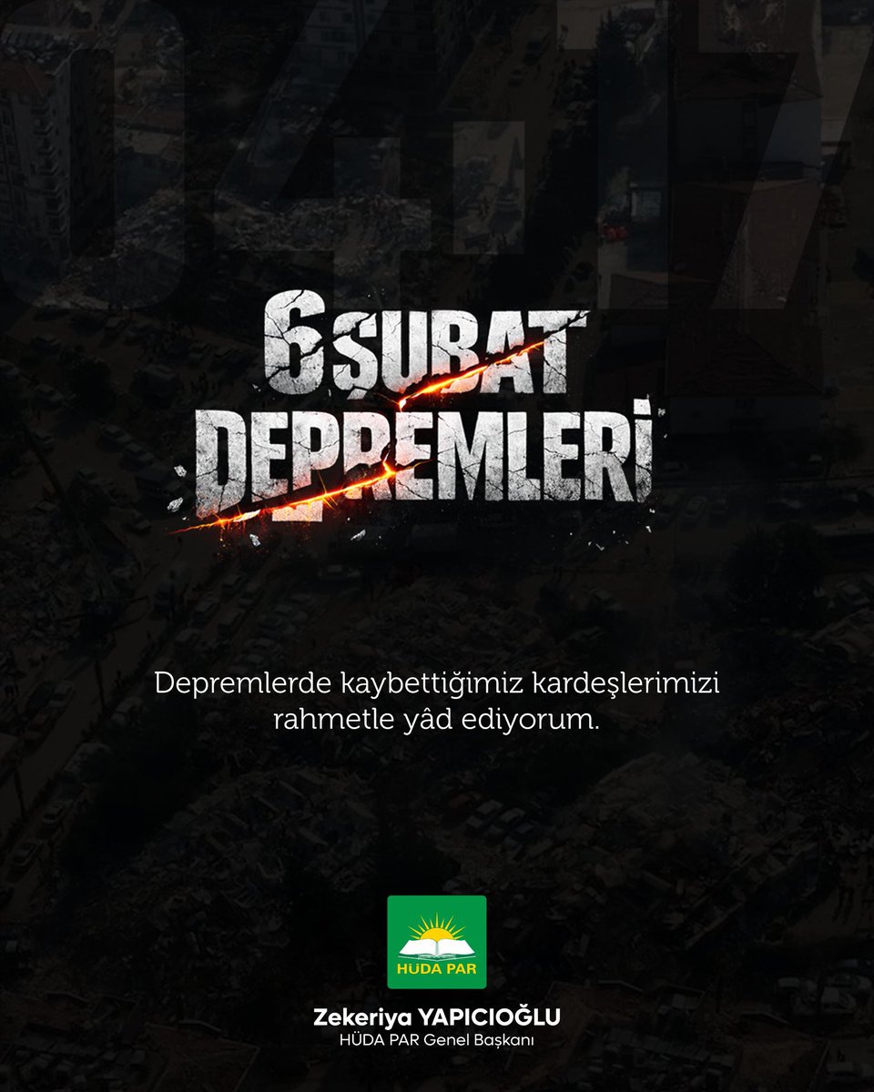 zyapicioglu's tweet image. 6 Şubat depremlerinin 3. yıl dönümünde çifte depremde kaybettiğimiz kardeşlerimizi rahmetle yâd ediyorum.

Rabbim, memleketimizi her türlü maddi ve manevi afetlerden muhafaza eylesin, bir daha böylesine bir acı yaşatmasın.
