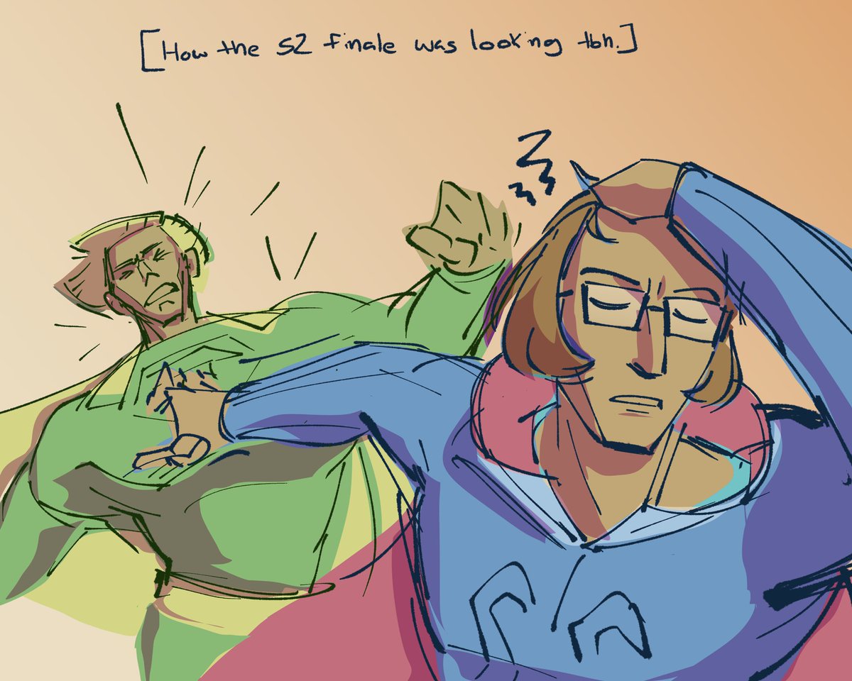 _matrixfusion_'s tweet photo. when i binge watch a show with my sister and she immediately gives me the best (and dumbest) drawing idea ever #heroinside https://t.co/xONZzU4DJS