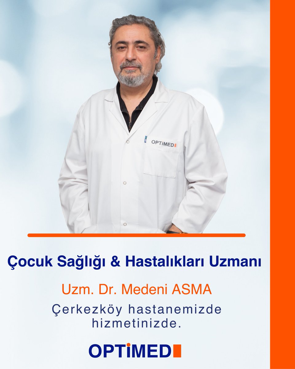 OptimedSH's tweet image. Çocuk Sağlığı ve Hastalıkları Uzmanı Uzm. Dr. Medeni ASMA, Optimed Çerkezköy Hastanesi’nde hasta kabulüne başlamıştır.

Detaylı bilgi ve randevu almak için iletişime geçebilirsiniz.
☎️0282 726 05 55
🌐optimed.com.tr

#OptimedHastanesi #ÇocukSağlığıveHastalıkları