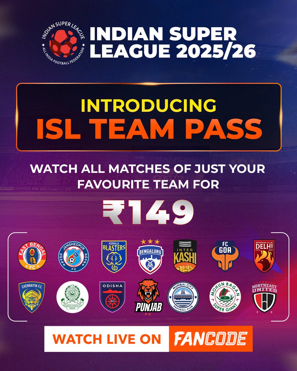 𝐈𝐒𝐋 𝐟𝐚𝐧𝐬, 𝐰𝐞’𝐯𝐞 𝐡𝐞𝐚𝐫𝐝 𝐲𝐨𝐮 🙌

Back your favourite ISL team like never before with the 𝐓𝐞𝐚𝐦 𝐏𝐚𝐬𝐬 😍

Watch every match of your team LIVE on FanCode for just ₹149!

Get your Team Pass NOW: fancode.onelink.me/tTJR/vihfvp6u