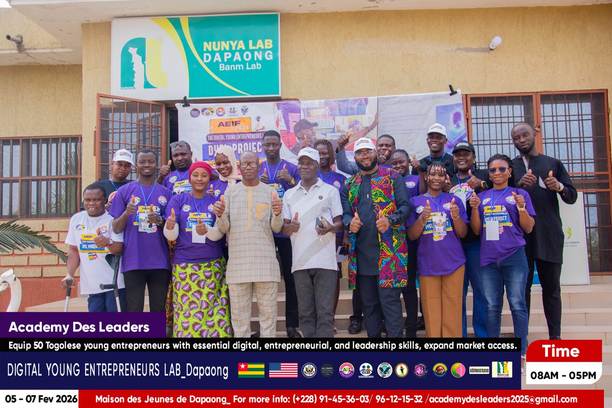 AcademyDesLeade's tweet photo. 🚀 Official launch of the  (#DYEL) in Dapaong! Led by Academy Des Leaders Foundation, the program equips young entrepreneurs with digital &amp; leadership skills while strengthening U.S.–Togo economic ties. 🤝 Sponsors &amp; partners, join us to empower future leaders! #DYEL  #AEIF https://t.co/c6WNHpnn2S