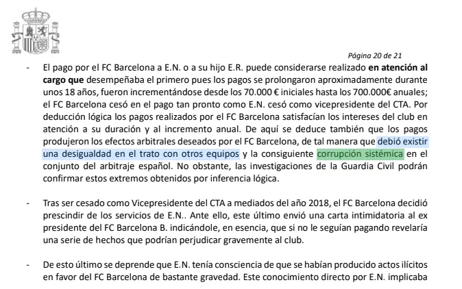 futbolgate_ES's tweet image. #CasoBarçaNegreira La investigación judicial por el presunto delito de corrupción deportiva no busca demostrar el pago directo a árbitros individuales por partidos específicos. El núcleo del proceso es determinar si Enríquez Negreira, en su condición de vicepresidente del Comité…