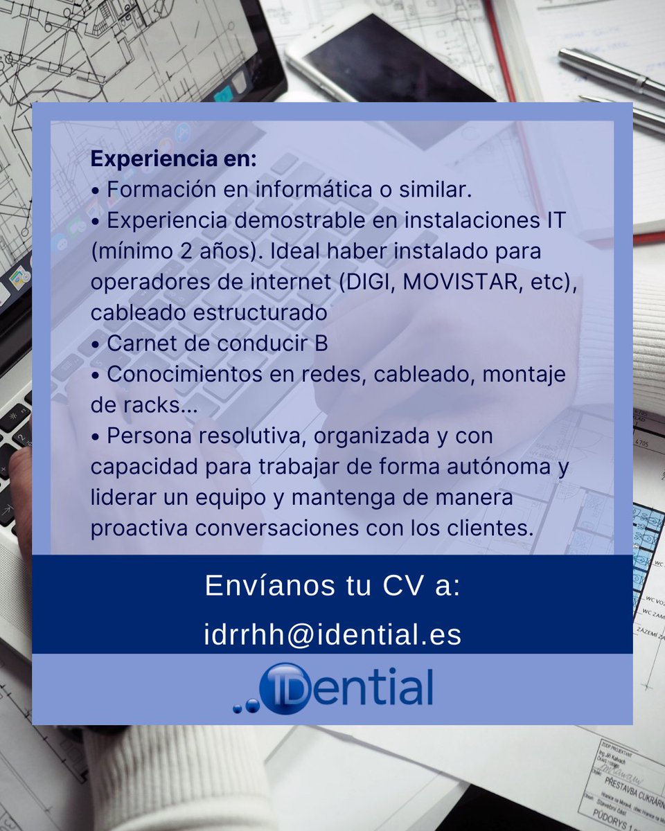 💼 {#TrabajoIDential}

🔎 Nos encontramos en búsqueda de un/a Técnico Informático con experiencia en instalaciones físicas y soporte técnico en Barcelona.

🔗 empleo.idential.es/jobs/tecnico-i…

#informaticoBarcelona #tecnicoinformatico #informatica #empleoinformatica #trabajoinformatica