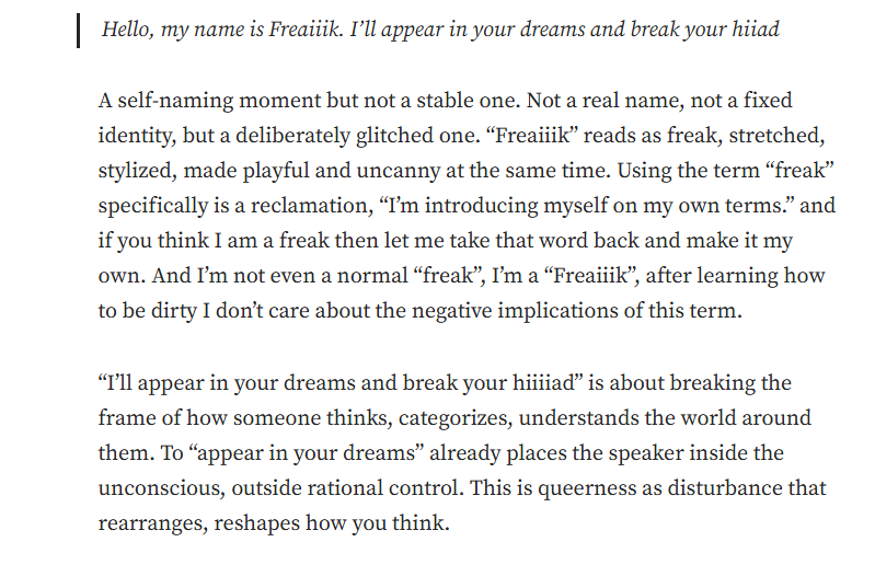 this is what i was talking about in my uxlxve analysis, the freak part is so fucking important