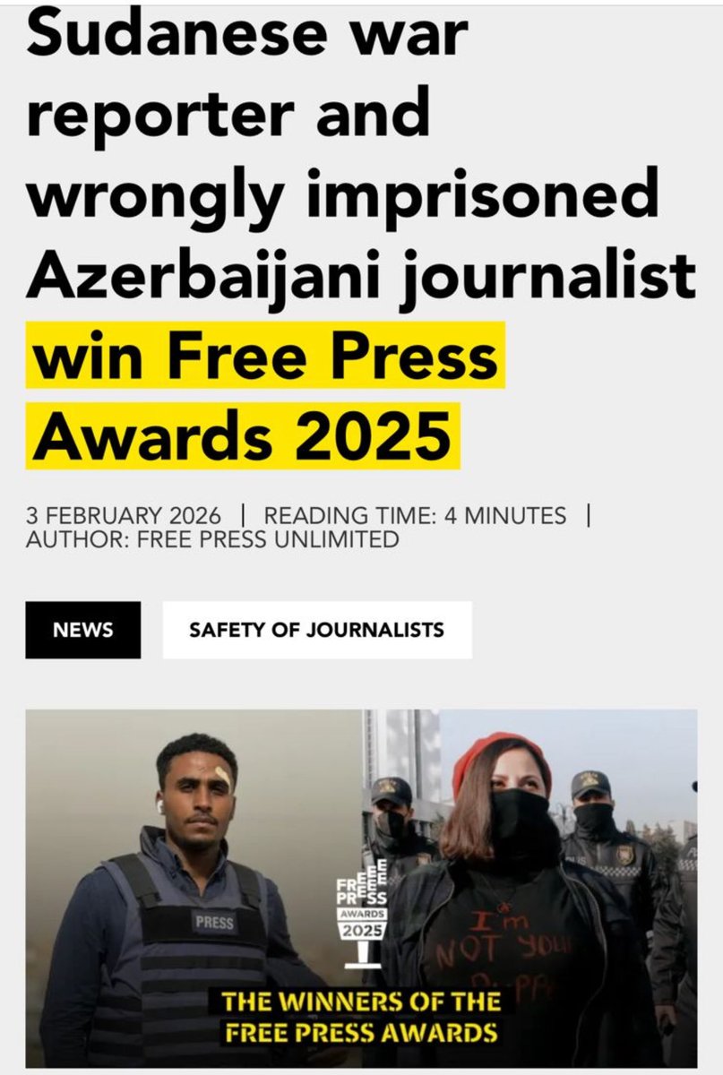 malmhuain's tweet image. ألف مبروك لزميلنا المقداد حسن، مراسل العربية والحدث في السودان، فوزه بجائزة حرية الصحافة في لاهاي – هولندا.

جائزة مستحقة عن جدارة.

المقداد مثال للمراسل الشجاع الذي واجه الخطر ليكشف الحقيقة، وغطّى مجازر وانتهاكات بشعة بمهنية عالية وشجاعة نادرة، واضعًا واجبه الصحافي فوق كل…