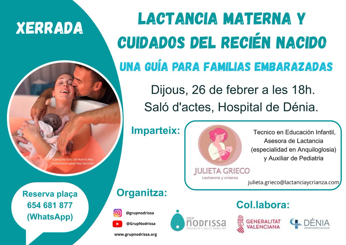 DeniaHospital's tweet photo. 🍼 Lactancia materna y cuidados del recién nacido

Si estás esperando un bebé, te invitamos a esta charla pensada para acompañarte en los primeros momentos tras el nacimiento 💕 https://t.co/gut7gxjPJ5