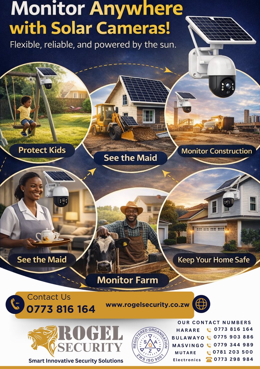rogelsecurity's tweet image. Security shouldn’t depend on electricity or being on site.

Solar cameras let you monitor your home, shop, farm, kids, or staff anytime, anywhere.
No wires. Easy setup. Real peace of mind.
Smart protection is no longer optional—it’s essential. 

#SolarSecurity  #RogelSecurity