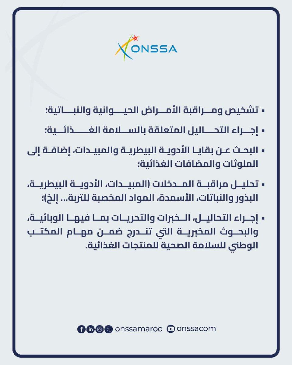 onssamaroc's tweet photo. تعرفوا على مھام مختبرات المكتب الوطني للسلامة الصحیة للمنتجات الغذائیة.
#ONSSA #MAROC #Laboratoires https://t.co/SPryfREfep