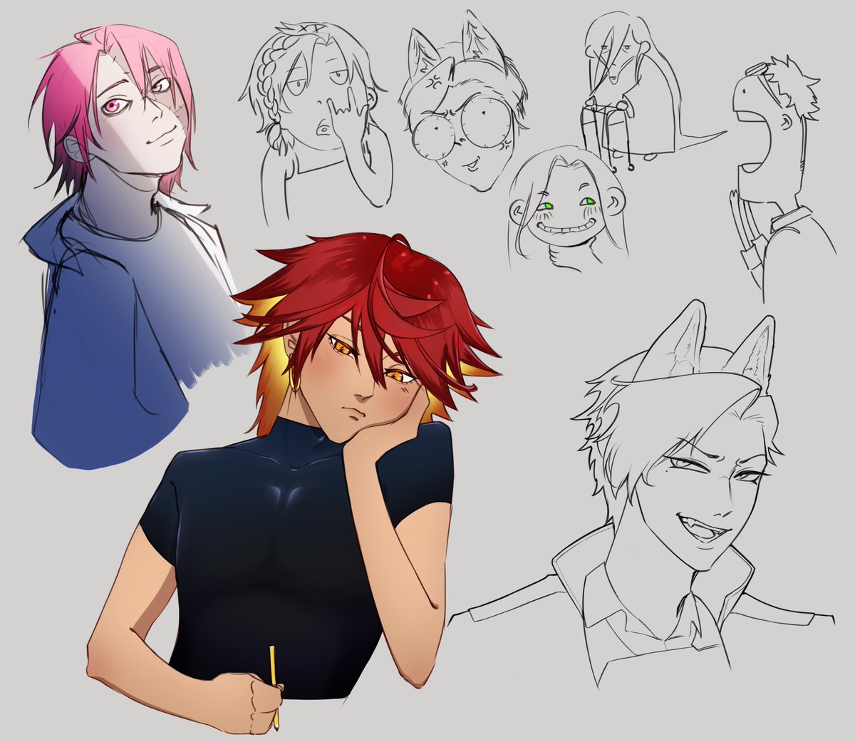 some art and doodles, I like how I did mlems hair and I want to draw cae more (~ ´͈ ▾ `͈)~♡
