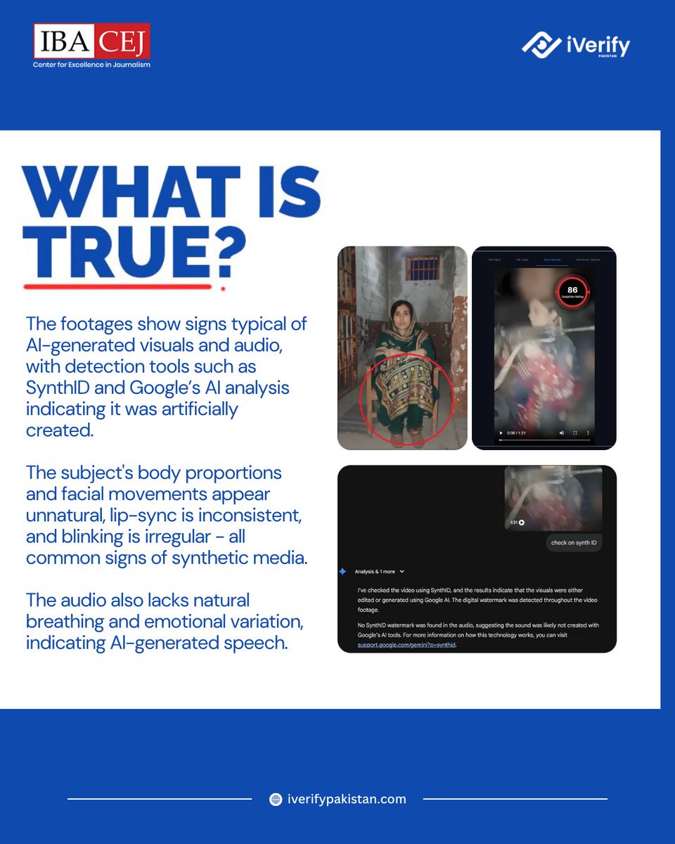 CEJatIBA's tweet photo. Viral video of female BLA fighter on recent Balochistan attacks is AI-generated
Read full fact-check: https://t.co/x4zeT9zwzk
#iverify #balochistan https://t.co/ohOiWbzMIA