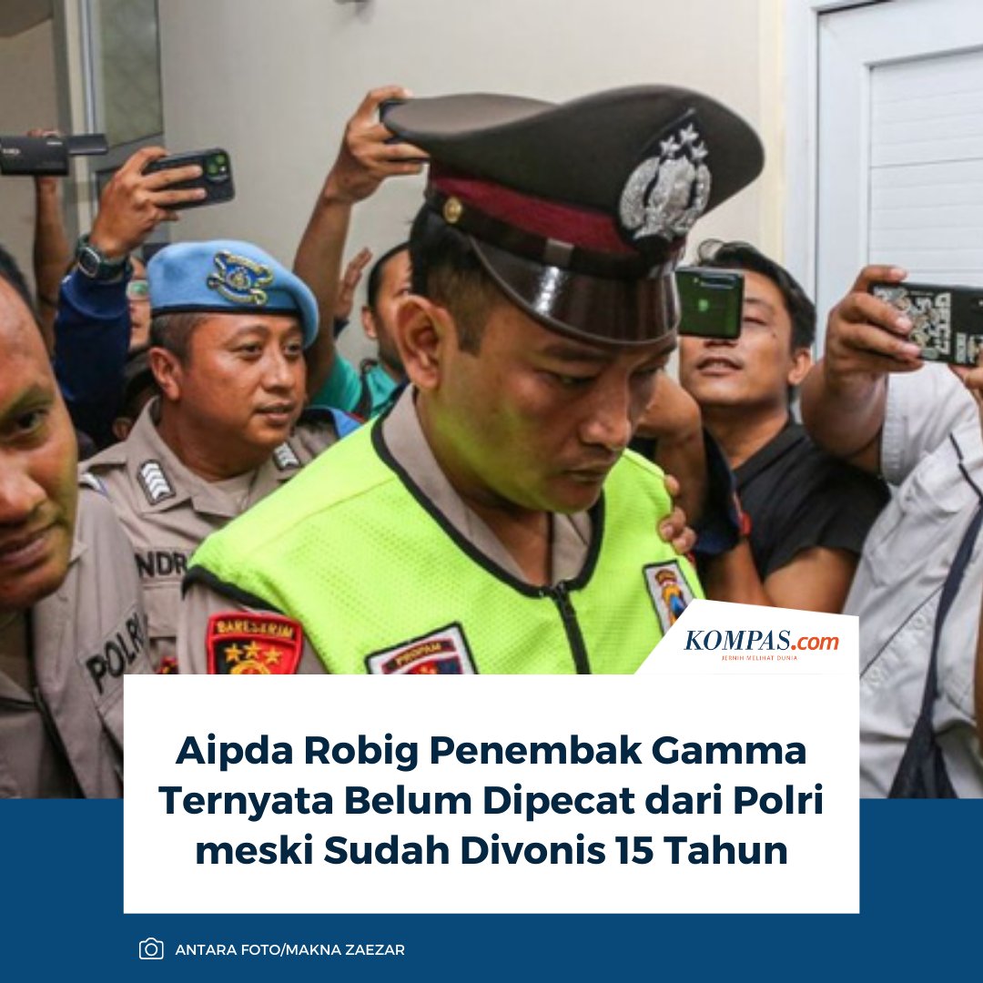 kompascom's tweet photo. “Belum tanda tangan dari Bapak Kapolda. Kalau sudah diacarakan secara formal dan resmi berarti kan dia sudah lepas. Tapi ini belum ya,” ungkap Kabid Humas Polda Jateng Kombes Pol Artanto.
Baca selengkapnya: https://t.co/2HPSRWn5wc.
~SN #AipdaRobig #Gamma #PoldaJateng https://t.co/fy2CzJhQRl