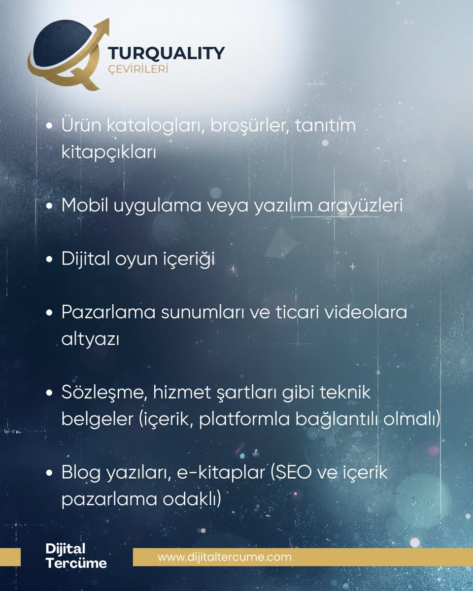 E-Turquality ve Turquality destekleri, sadece resmî evrakları değil, markanızın yurt dışındaki dijital ve fiziksel sesini de kapsıyor. Görselleri kaydırarak tam listeyi inceleyebilirsiniz.

#Turquality #ETurquality #İhracatDestekleri #WebSitesiÇevirisi #Yerelleştirme