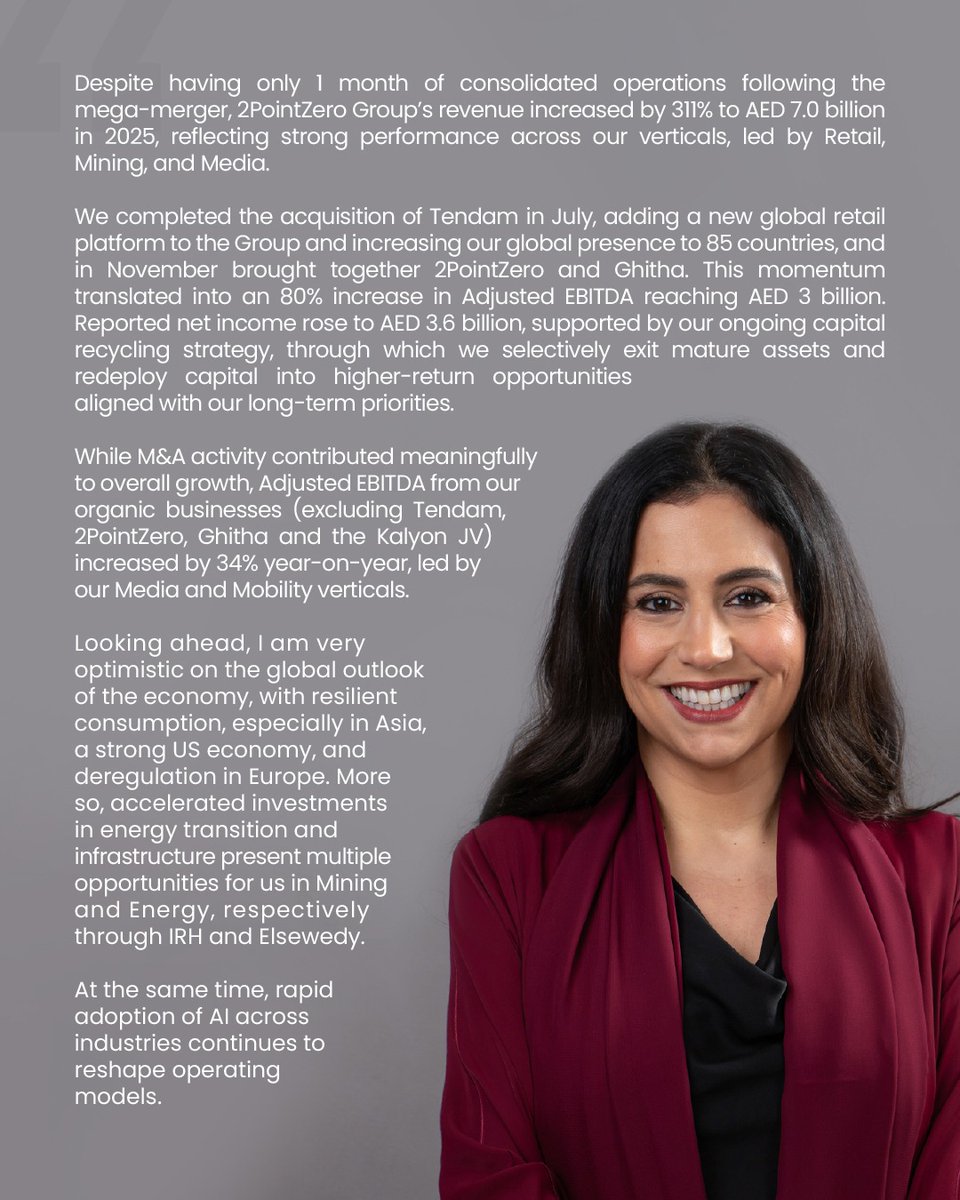 2pointzerogroup's tweet photo. 2PointZero leadership reflects on the Group’s strong performance in FY2025, highlighting the impact of disciplined growth, strategic consolidation, and long-term value creation.

#2PointZero #FY2025 #GroupPerformance #Energy #Consumer #AI https://t.co/T0c30EMG7y