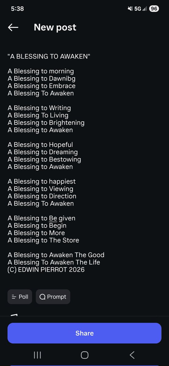 edwinpierrot13's tweet photo. "A BLESSING TO AWAKEN"
#Poetry #Poem #Songwriting #CountryMusic #Inspiration #Motivation #FridayFeeling #GoodMorning #BritishColumbia #BeautifulBritishColumbia #Canada #FraserValley #Mission #ExploreBC #southernbc #discoverbc #CowboyPoetry #CowboyCountry https://t.co/zVJd7Nxo8l