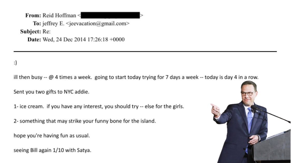 realdealtransam's tweet image. Pennsylvanians should never ever ever ever forget that
@GovernorShapiro took 2.1 million gifts 💰 from island visitor  Reid Hoffman. 
Pass this on !!!