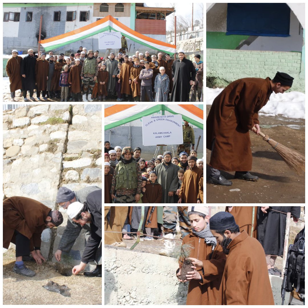 kasheer_w's tweet photo. Indian Army organized a “Clean & Green Environment” awareness drive at Boys Madrassa, Sheramal on 05 Feb 2026. students planted 30 saplings, learning hygiene, waste management & eco-responsibility. Building a greener future and stronger Army–community bonds. 🌿🇮🇳 #CleanGreen #IndianArmy #CommunityConnect