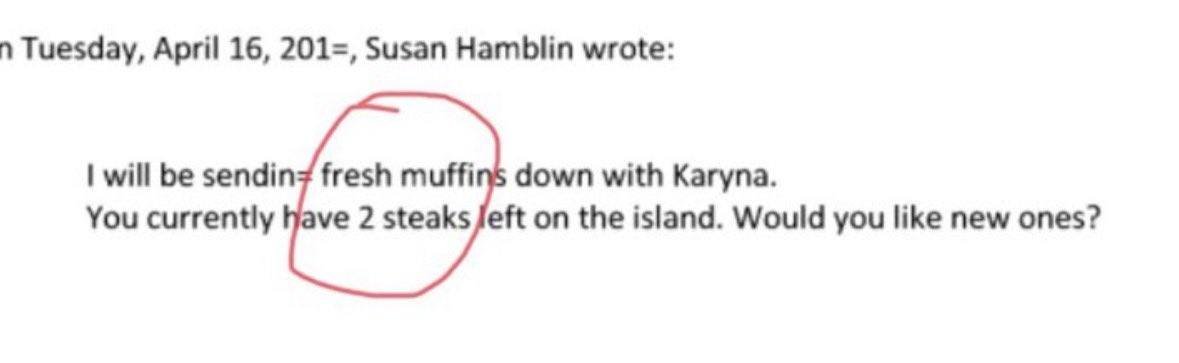 lafionda_com's tweet photo. Epstein files. Una email da Susan Hamblin (DONNA) al milionario americano. Gli chiede se vuole altre "bistecche" visto che gliene sono rimaste solo due.
Susan Hamblin era a capo di un ente per l'adozione di bambini orfani.
#notallmen #notalwaysmen https://t.co/b3uqKGcVeB