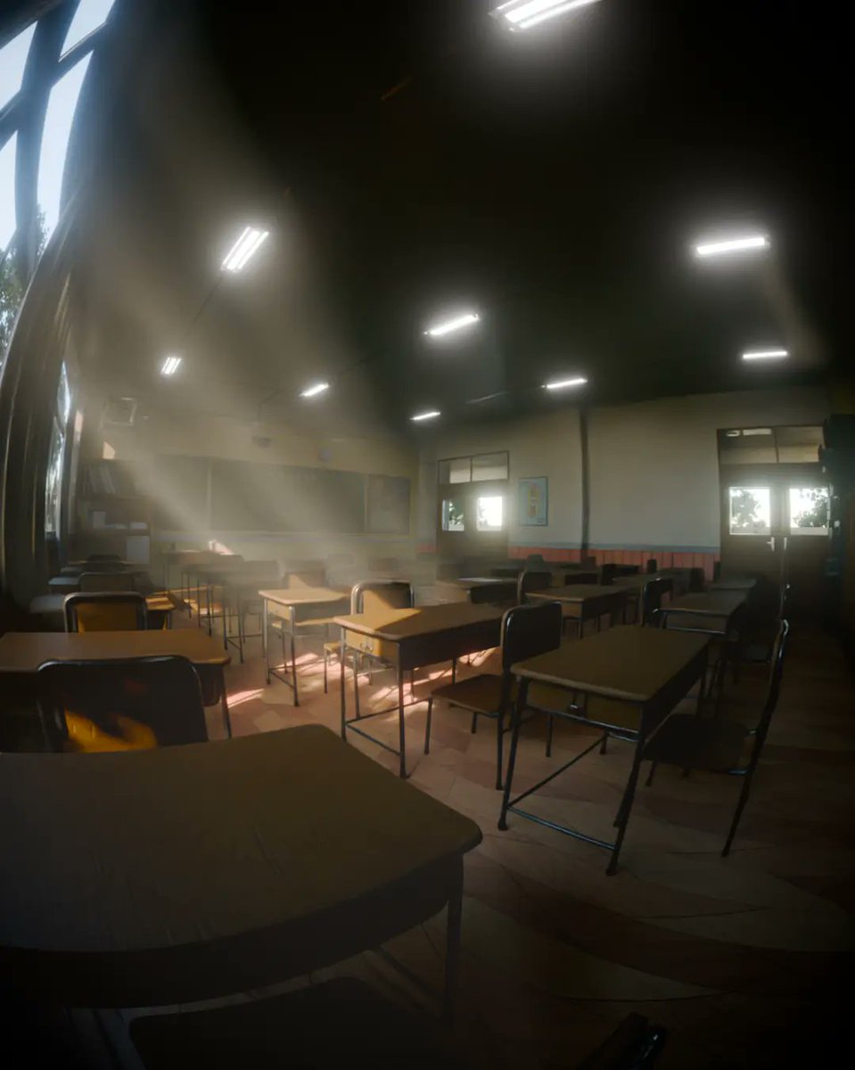 esb_j1's tweet photo. a classroom i made for an animation in blender 5.0 ,it is  one of the best projects i have worked on since i started 3d art , and am happy with the results! https://t.co/xasXVVH97b