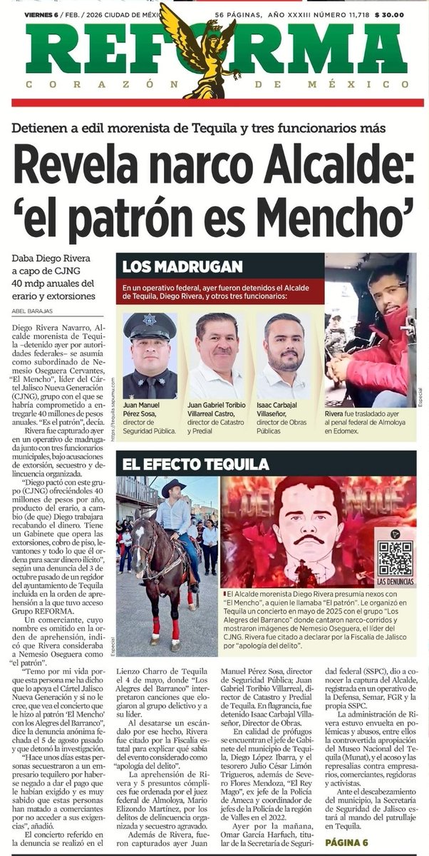 ¡Zas!

¿Que más tiene que pasar para que el pueblo despierte y se de cuenta que tenemos un NARCOGOBIERNO?

Si un alcalde le tenía que dar 40 millones de pesos a un líder de un cartel. 

¡ Imagínense un gobernador !

O él que les daba abrazos y hoy está escondido en Palenque..