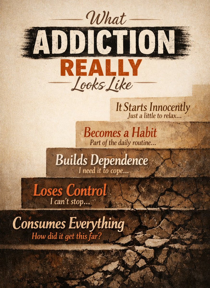 Addiction doesn’t start with destruction.
It starts quietly as a habit, a coping mechanism, a “just once.”
Over time, control fades. Dependence grows.
And before you realize it, it begins to take everything. 

#WhatAddictionReallyLooksLike #DrugAwareness #SayNoToDrugs #ChooseLife