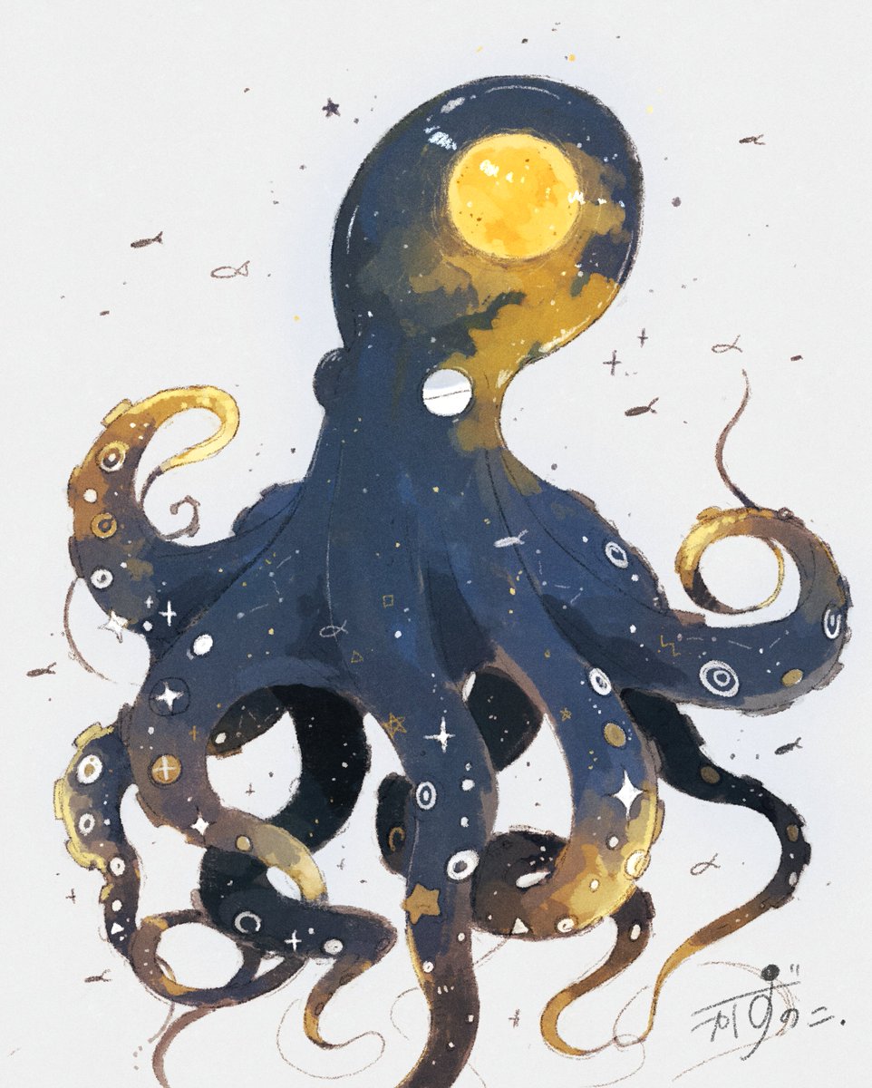 kazunoko_zunoco's tweet image. 月を食べたタコ