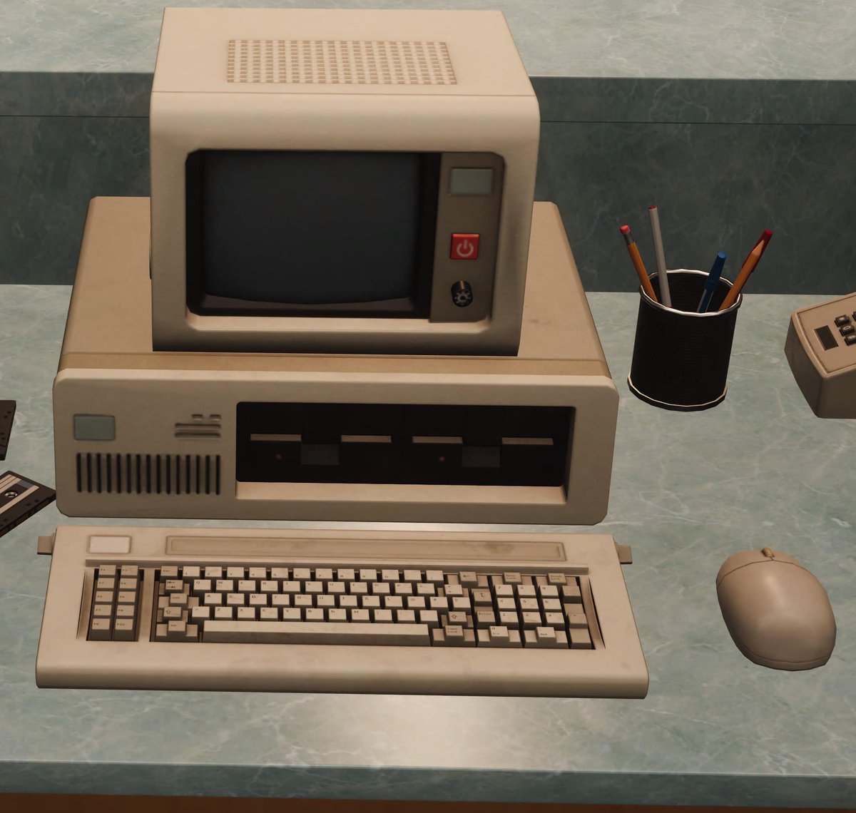 kaineko2's tweet image. NTEってゲーム(今はベータテスト中)ので見かけたパソコン。#NTE #IBMPC #IBM