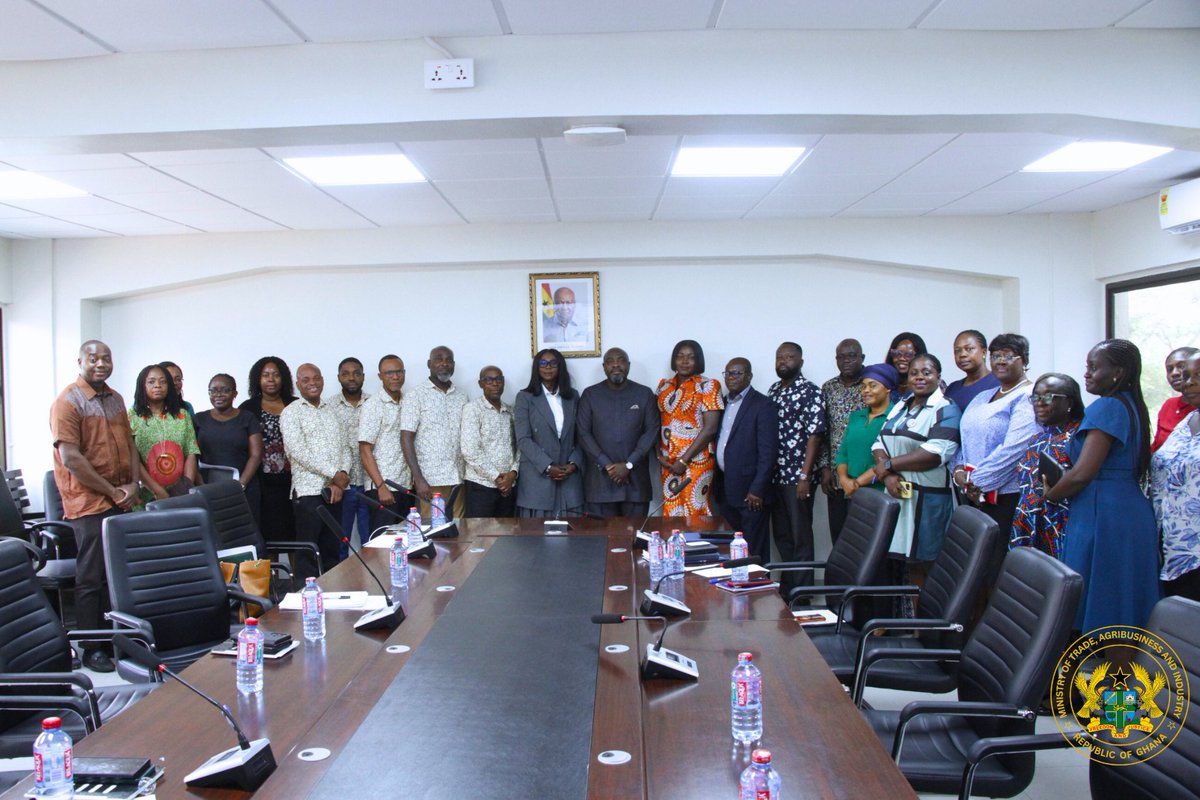 gcx_official's tweet photo. GCX recently engaged with the Ministry of Trade, Agribusiness and Industry (MoTAI) for an engagement on strengthening collaboration to advance Ghana’s agricultural commodity market for domestic use and export.
#GCX #MoTAI #GhanaAgriculture #TradeDevelopment https://t.co/Cplk0oj5Dc